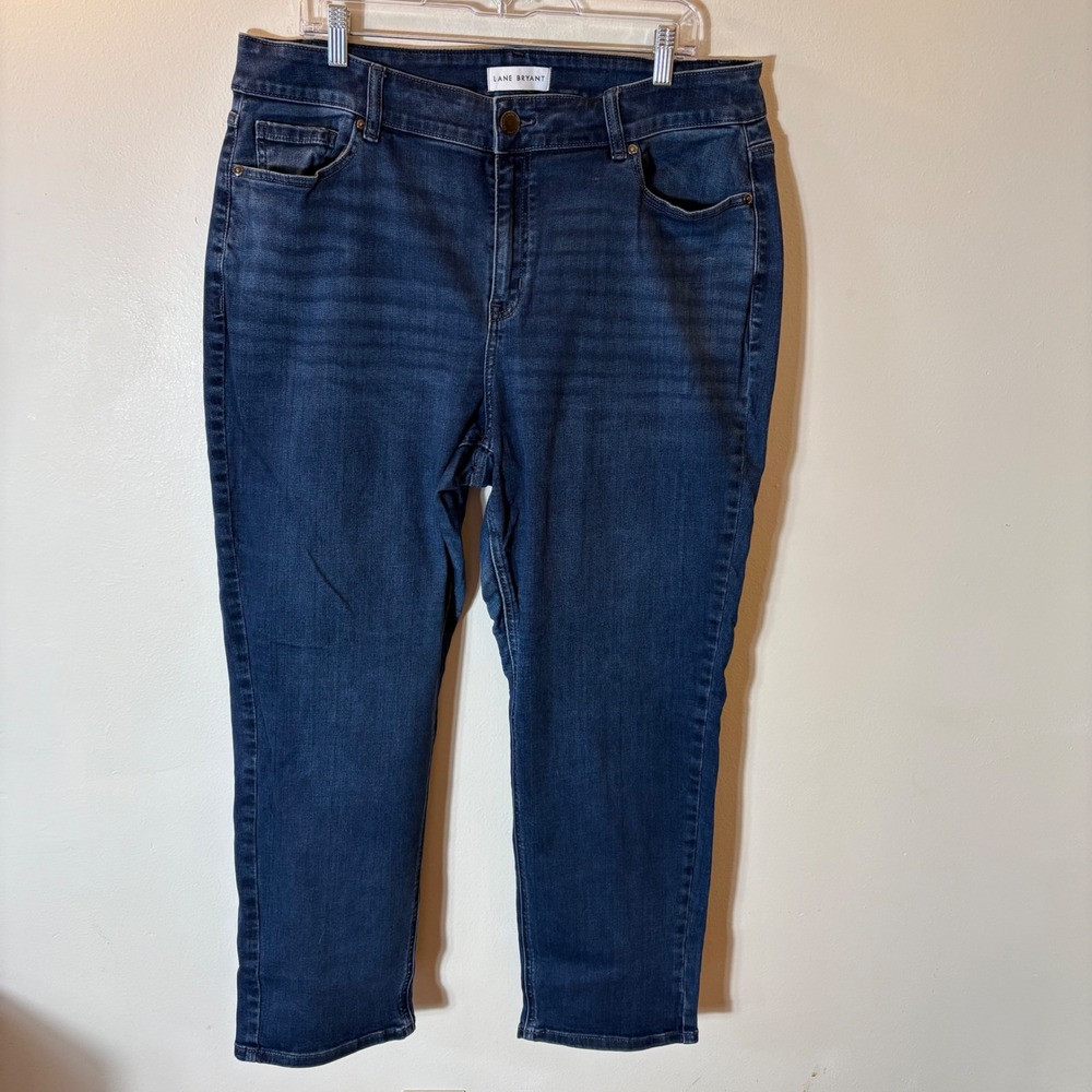 Lane Bryant Curvy Fit High Rise Straight Leg Jeans Dark Wash 20S Magic Waistband